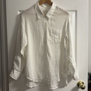 Wilfred Relaxed Linen Button-up Shirt (white, size 2XS), preloved